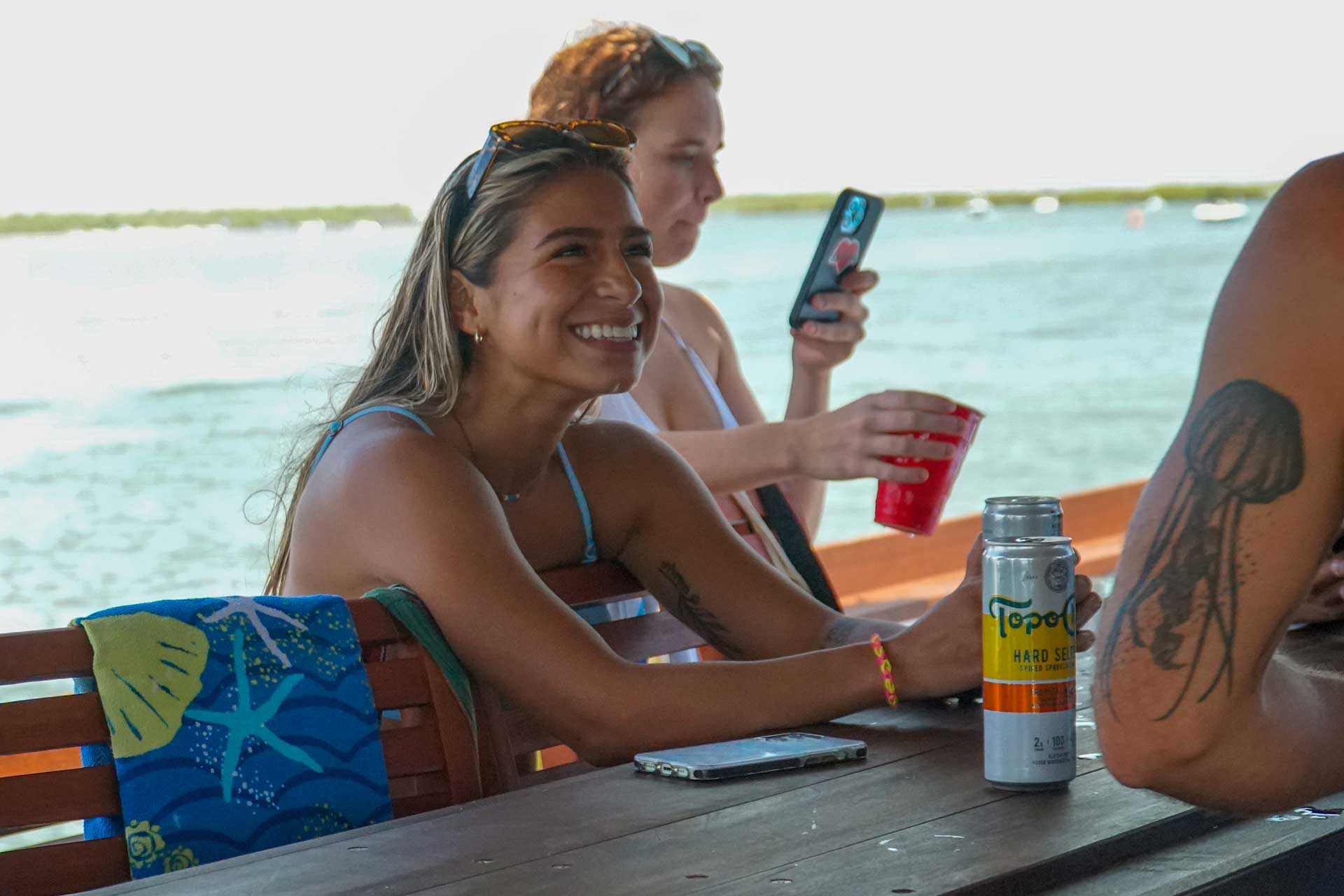 Friends enjoying Tiki Pub